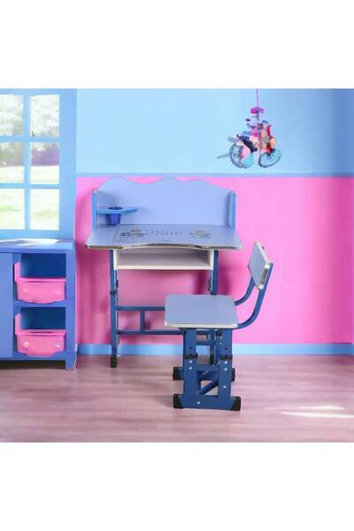 Al Saada Home طاولة مدرسية قابلة للتعديل للأطفال - أزرق