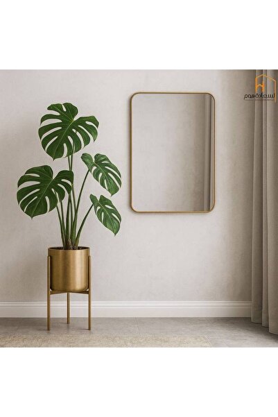 Al Saada Home مرآة بإطار ألومنيوم - 120*90 - ذهبي