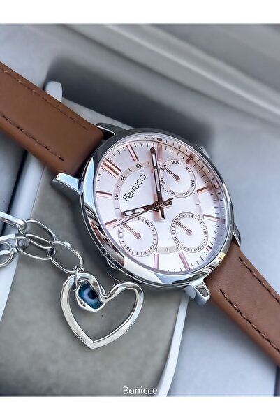 Ferrucci Şık Kutusunda , Gümüş Renk Hasır Çelik Mıknatıslı Kordon, Takvimli K...