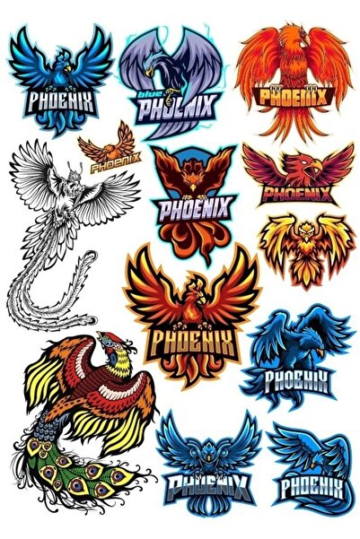 Reysa Tasarım Phoenix Phoenix Sticker Set-1 12 Pieces Phone, Tablet, Notebook...