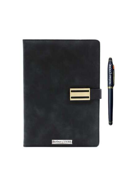 Kalemedair İsme Özel Metal Klipsli Premium Defter ve Roller Kalem Seti - Renk...