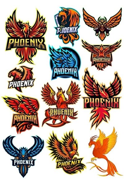 Reysa Tasarım مجموعة ملصقات فينيكس فينيكس - 2 12 قطعة للهاتف والكمبيوتر اللوح...