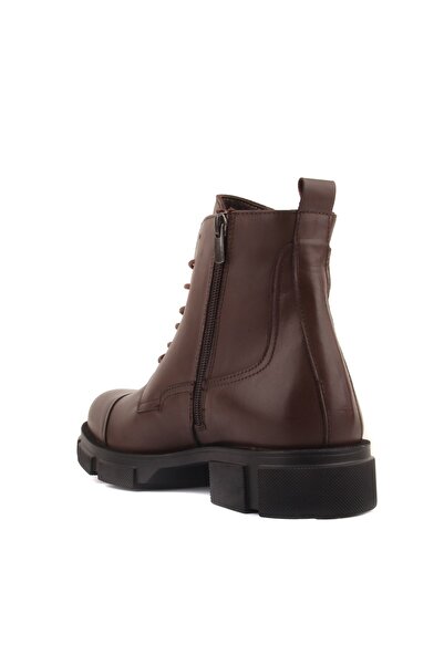 SailLakers - Καφέ δερμάτινες ανδρικές μπότες με φερμουάρ 102-206-10052