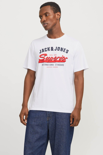 Jack & Jones Jjelogo Tee Ss O-Neck 2 C White Men's Short Sleeve T-Shirt