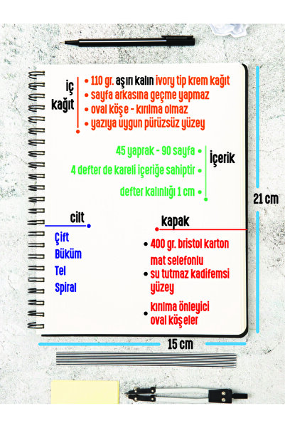 Apeirona School Notebook Set - 4 Pieces Checked - A5 - 90 Pages