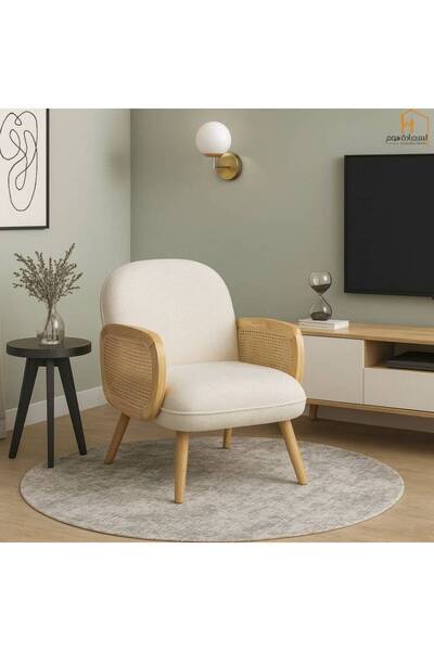 Al Saada Home كرسي خشبي فردي - أبيض