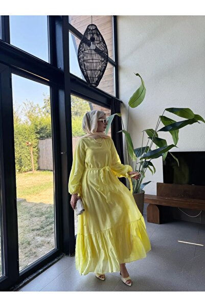 ZAMANE Kadın Kuşak Detaylı Pembe Elbise