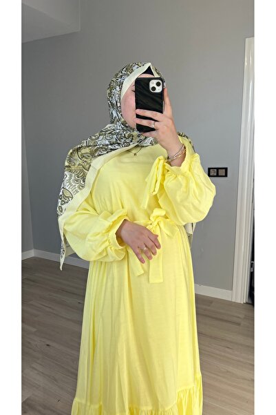 ZAMANE Kadın Kuşak Detaylı Pembe Elbise