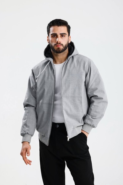İLKCET MODA Hooded Gabardine Oversized Bomber Jacket