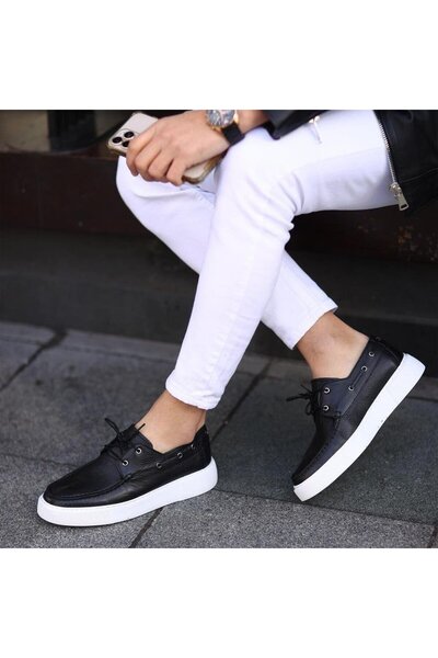 SailLakers - Siyah Deri Erkek Günlük Ayakkabı 101-8032-HE1065