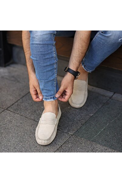 SailLakers - Beige Suede Leather Men's Loafer Shoes 101-6055-11169