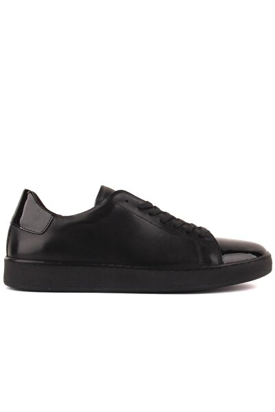 SailLakers - Μαύρα δερμάτινα ανδρικά παπούτσια casual με κορδόνια 101-7095-BY441