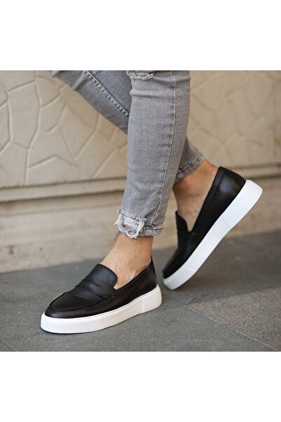 SailLakers - Μαύρα δερμάτινα ανδρικά παπούτσια casual 101-2302001065