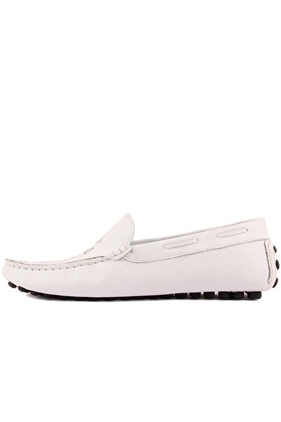 SailLakers - Beyaz Deri Marine Serisi Erkek Loafer 101-3791-11169