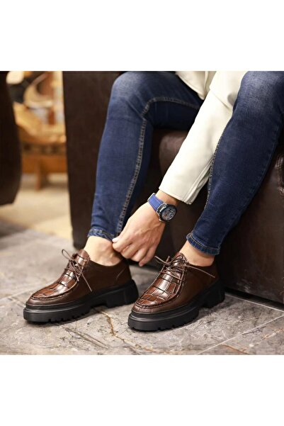 SailLakers - Brown Leather Crocodile Men's Casual Shoes 101-9009-H1308