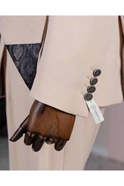 TerziAdemAltun İtalyan stil slim fit ceket pantalon takım elbise bej  T12065