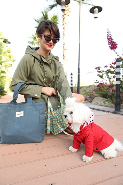 Oli and Lui KIRMIZI Köpek Yağmurluğu