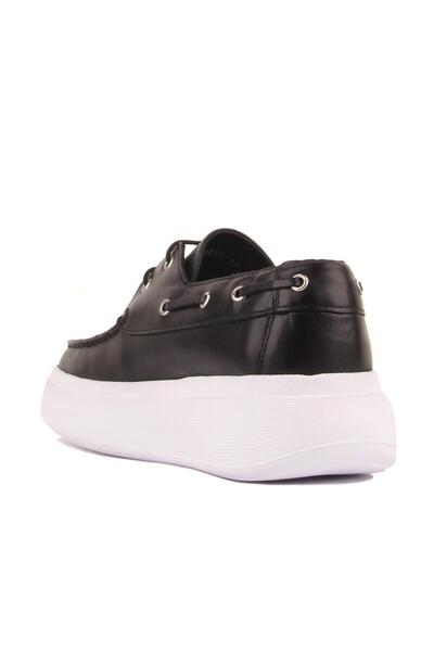 SailLakers - Black Leather Lace-Up Women's Casual Shoes 104-5056-E233