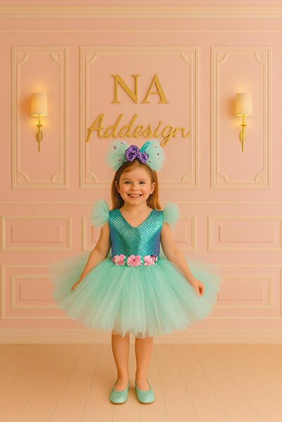 NA ADDESIGN Kız Çocuk Tüllü Kabarık Deniz Kızı Elbisesi