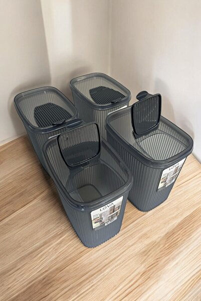 Hesaplı Kasa Food Storage Container 2.5 Lt, Anthracite, Set of 4