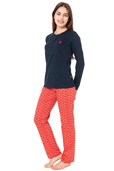 U.S. Polo Assn. Women's Plus Size Relaxed Fit Cotton Tracksuit Set - Navy Blue