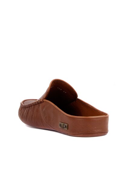 SailLakers - Ταν δερμάτινα ανδρικά παντόφλες σπιτιού 110-558-E