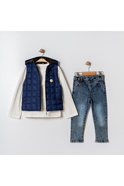 Mejoy Vest-Long Sleeve Cotton T-Shirt- Denim Pants New Season