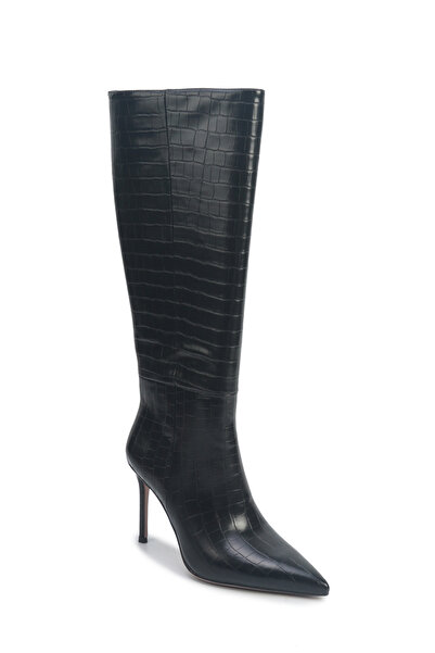 Nine West JUSTIN2 5PR Μαύρες γυναικείες μπότες με τακούνι