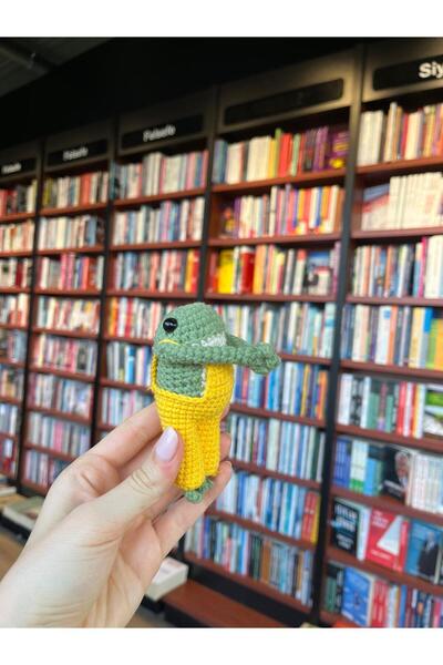 Handmade Sarı Tulumlu Kurbağa Çanta Aksesuarı, Çanta Charmı
