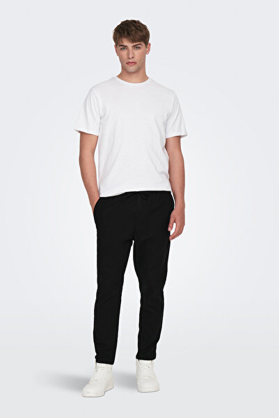 Only & Sons Erkek Онслінус Белі Ластіклі Кетен Пантолон 22024966 Сіях