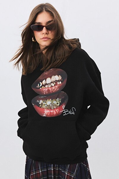 Trendiz Kadın Belief Sweatshirt Siyah