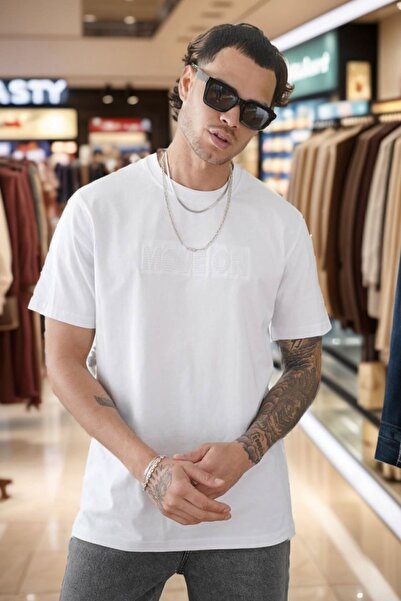 Balenbi Λευκό ανδρικό μπλουζάκι με κανονική εφαρμογή με στάμπα Move On