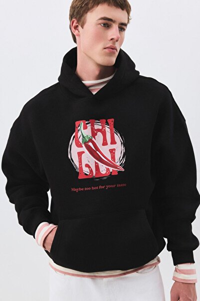 Trendiz Unisex Chilli too Hot For Your Taste Sweatshirt Siyah