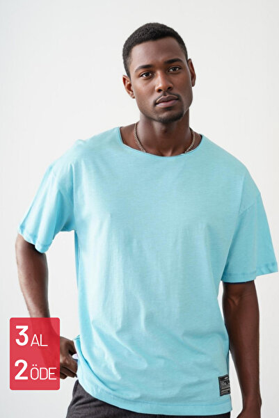 Balenbi Μπλουζάκι Unisex Oversize σε Τυρκουάζ Χρώμα - Πισ Κολάρα, Κεντημένη Φούστα