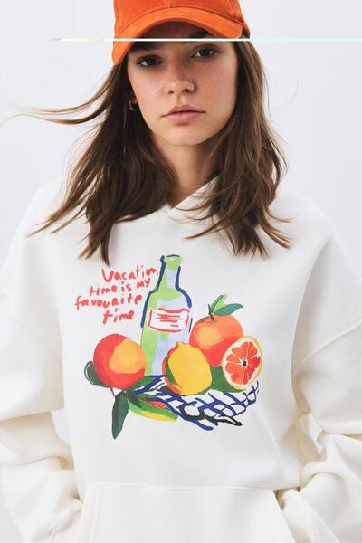 Trendiz سويت شيرت نسائي لوقت الإجازة باللون الأبيض