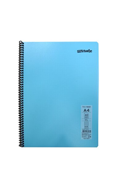 Mynote Flex Neon Notebook A4 40 Yp Checkered - Blue