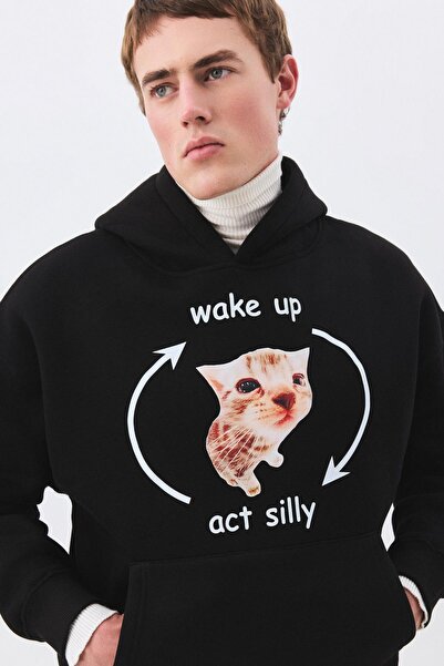 Trendiz Unisex Wake up Act Silly Sweatshirt Black