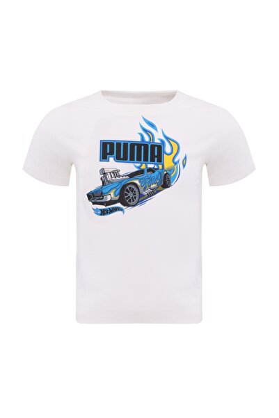 Puma X HOT WHEELS Graphic Beyaz Erkek Çocuk Kısa Kol T-Shirt