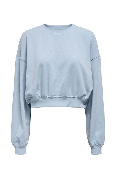 ONLY ONLBELLA L/S CROP O-NECK MAVI- Kadın Sweatshirt