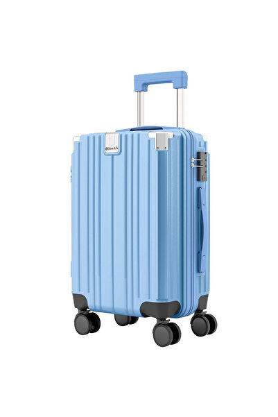 Quasar & Co. Troler mediu 66x45x26cm,bagaj cala,troller cifru, geamantan 4 roti,valiza ABS,suport pahar,albastru