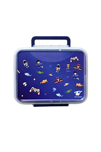 TINY WHEEL صندوق غداء مزدوج الطبقات أزرق