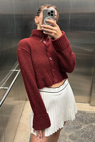 Noi Belis Tricotaj de bază Crop cu textura moale cu guler stand Cardigan AW25...