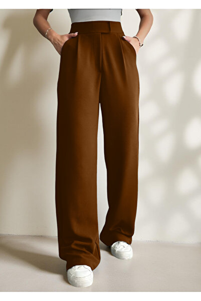 KAPHONE Kadın Beli Cırt Kapamalı Yüksek Bel Palazzo Pantolon