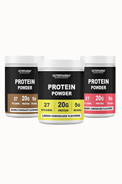 NUTRIPHARMA مجموعة مسحوق البروتين مكونة من 3 قطع |   20 جرام بروتين و27 فيتام...