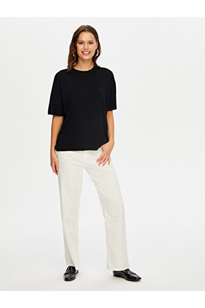 Faik Sönmez Dik Yaka Kısa Kollu Triko Bluz W26TRB012