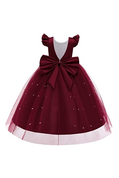 NSMLİFE Kız Çocuk Uzun İncili Elbise Doğum Günü Mezuniyet Elbise Balo Elbise