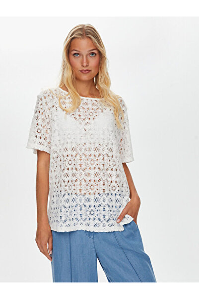 Faik Sönmez Resort Kaçık Yaka Kısa Kol Dantel Tunik S25TNK025