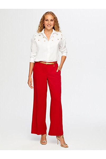 Faik Sönmez Wide Leg Fit Stylish Crepe Trousers W26Pnt021