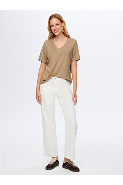 Faik Sönmez V Yaka Kısa Kol T-Shirt W26TSH008