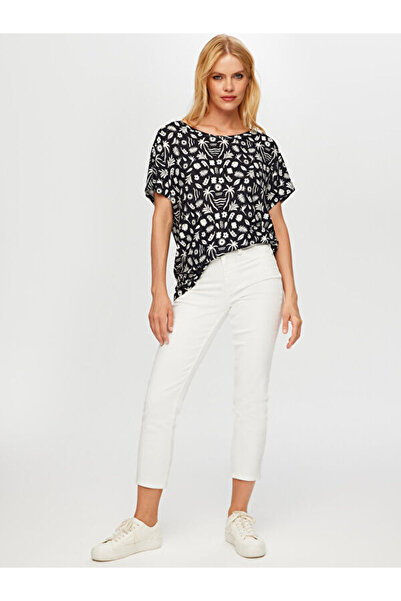 Faik Sönmez Monochrome Desen Yuvarlak Yaka Kısa Kol T-Shirt S25TSH105